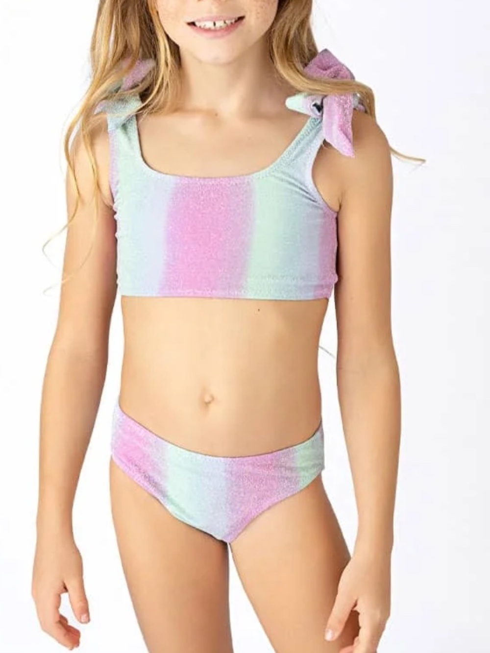 SHADE CRITTERS GIRLS OCEAN OMBRE SHIMMER TIE BIKINI - size 16 - NEW
